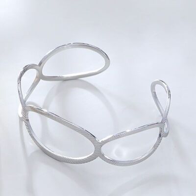 Multi round silver bangle bracelet