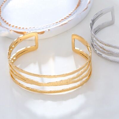 Bracelet jonc doré quadruple ligne