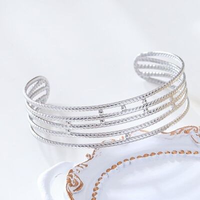 Multi-line silver bracelet with dots