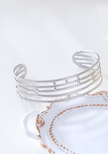 Bracelet argenté multi lignes avec points 1