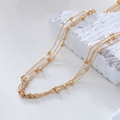 Gold multi ball chain necklace