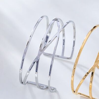 Geometry silver bangle bracelet