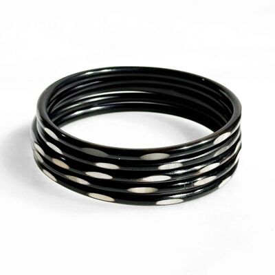 Bracciale pregiato in vero corno - modello Turtle black & white