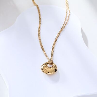 Double gold chain necklace with pendant