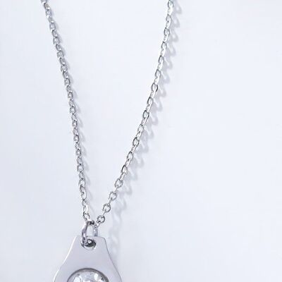 Silver chain necklace with round rhinestones