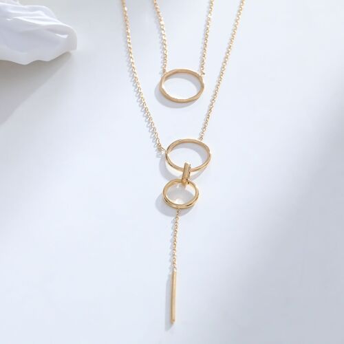 Collier double chaîne en Y avec cercle