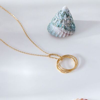 Gold chain necklace with multi round pendant