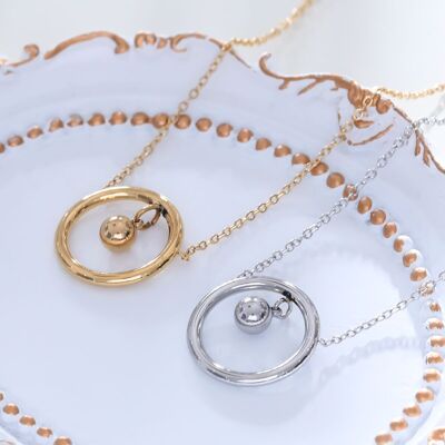Bell circle gold chain necklace
