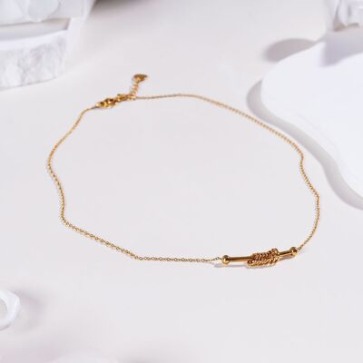 Gold necklace with bar pendant