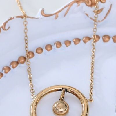 Bell circle gold chain necklace