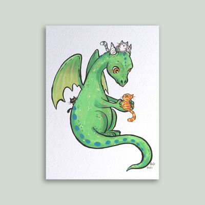 Card Dragon and cats