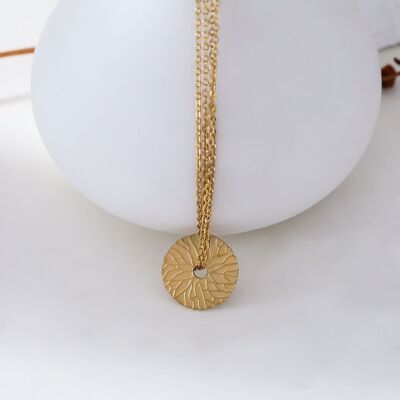 Gold multi chain wheel necklace