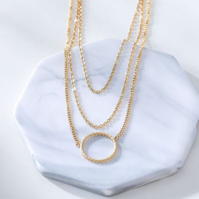 Gold triple chain necklace