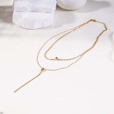 Gold Double Y Chain Necklace