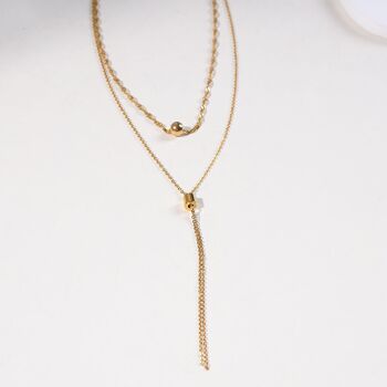 Collier doré double chaîne en Y 2