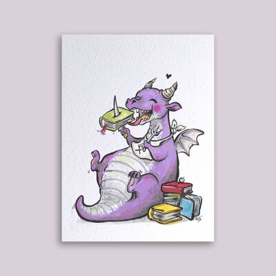 Carte Dragon aime les livres
