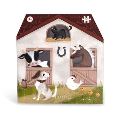 Large Puzzle Box 30 pieces - On the farm