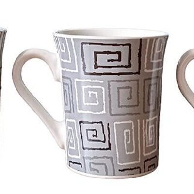 Ceramic mug "MEANDER" in 3 color combinations.  Dimension:  12x9x10cm EK-327