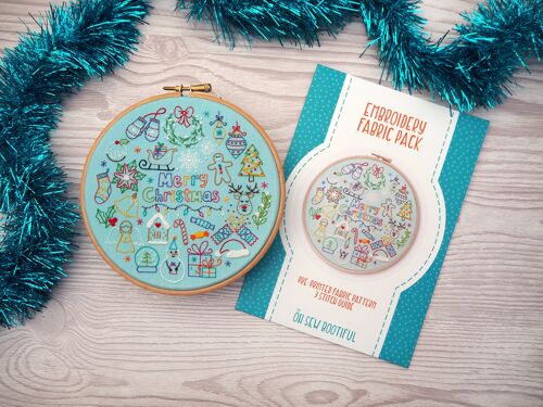 24 Days of Advent, Christmas Embroidery Pattern Fabric Pack