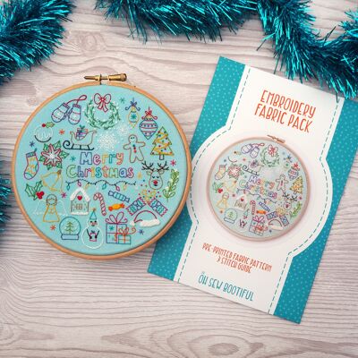 24 Days of Advent, Christmas Embroidery Pattern Fabric Pack