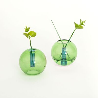 Mini Vase Bulle - Vert et Bleu