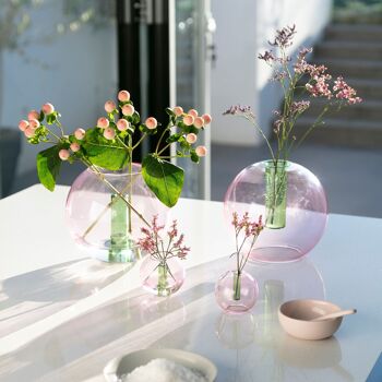 Vase Bulle Moyen - Rose et Vert 3