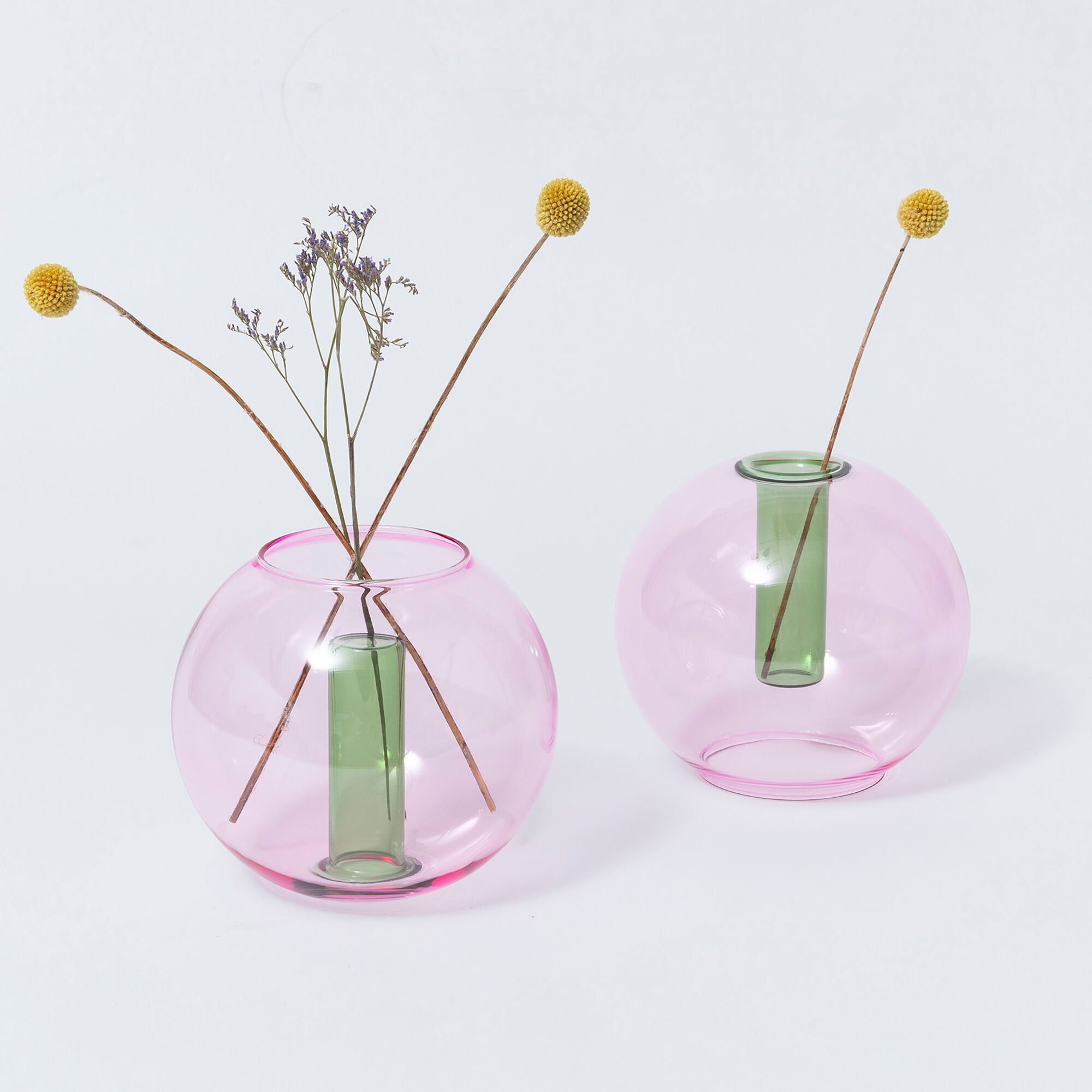 Vaso a bolle medie - rosa e verde