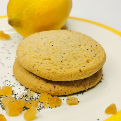 2 Organic Cookies with Lemon Peel and Poppy Seeds - 60g bag