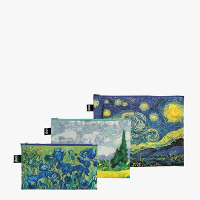 VAN GOGH Starry Night, Wheatfield, Irises Recycled Zip Pockets