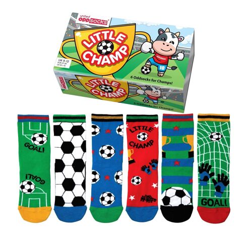 LITTLE CHAMP  | 6 Odd Socks Kids Gift Box - United Oddsocks| UK 9-12, EUR 27-30, US 9.5-13