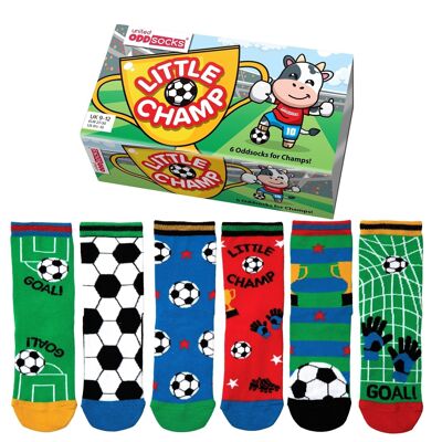 PEQUEÑO CAMPEÓN | Caja de regalo para niños de 6 calcetines Odd - United Oddsocks| Reino Unido 9-12, EUR 27-30, EE. UU. 9.5-13