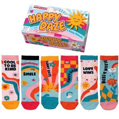 HAPPY DAZE | 6 Odd Socks Kids Gift Box - United Oddsocks| UK 9-12, EUR 27-30, US 9.5-13