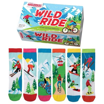 WILD RIDE | 6 Odd Socks Kids Gift Box - United Oddsocks| UK: 12-5½ EUR: 30½-38½ US: 13½-8