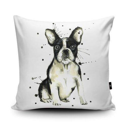 Splatter French Bulldog Vegan Suede Cushion