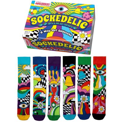 SOCKEDELIC | Confezione regalo da 6 calzini dispari per adulti - United Oddsocks| Regno Unito 6-11, EUR 39-46, Stati Uniti 6.5-11.5