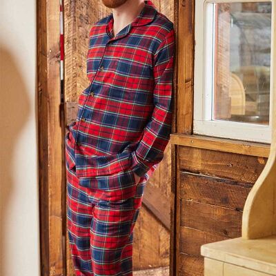 Pijama de Franela - Cuadros Rojo Marino (LV12)