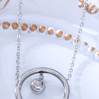 Collana a catena con campana a cerchio in argento