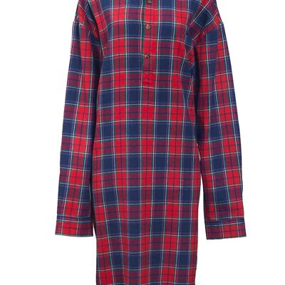 Flanell-Nachthemd – Rot-Navy-Karo (LV12)