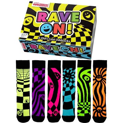RAVE ON | 6 Odd Socks Gift Box - United Oddsocks| UK 5 -10, EUR 38 -44, US 6 -11