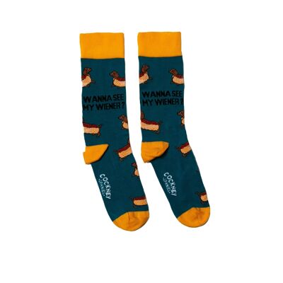 WANNA SEE MY WIENER - 1 Pair of Socks |Cockney Spaniel UK 6-11, EUR 39-46, US 6.5-11.5