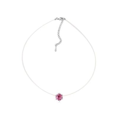 Set of 50 Invisible Necklaces - Nylon, Rhodium Plated and Pink Crystal