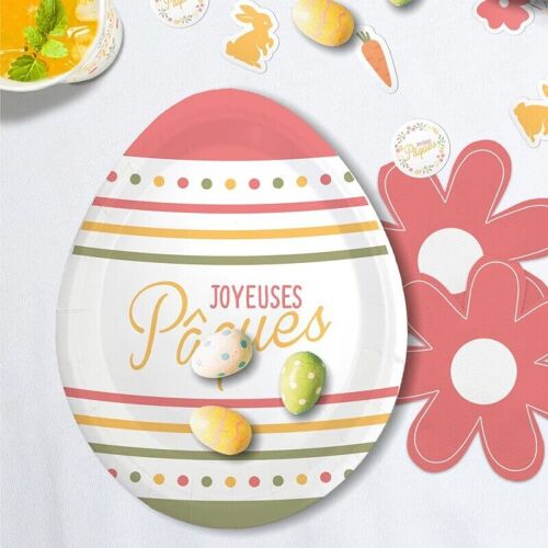 Assiette œuf de Pâques en carton - Lot de 6