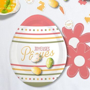 Assiette œuf de Pâques en carton - Lot de 6 1