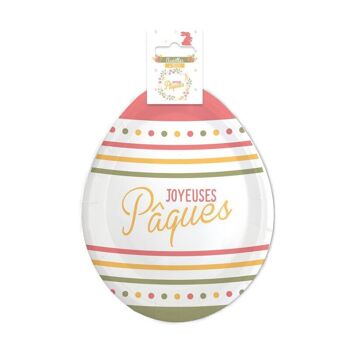 Assiette œuf de Pâques en carton - Lot de 6 3