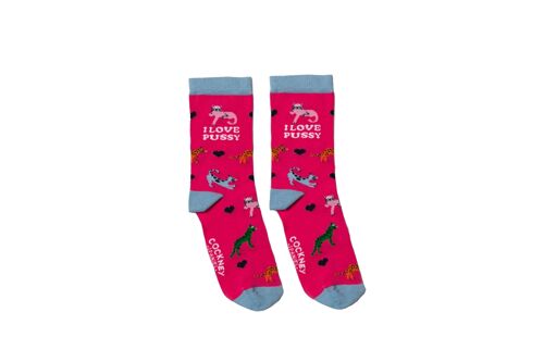 I LOVE PUSSY - 1 Matching Pair of Socks |Cockney Spaniel| UK 4-8, EUR 37-42, US 6.5 -10.5