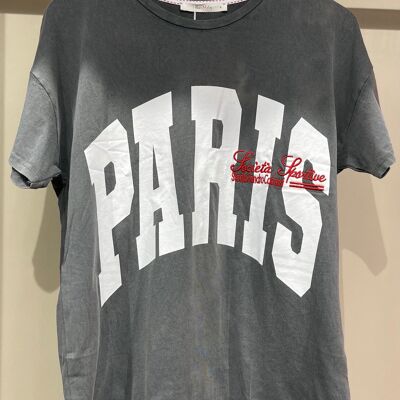 T-Shirt mit „PARIS“-Aufdruck GRAU - AMANI