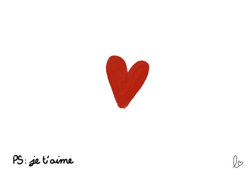 Ps : Je t'aime - Carte de St Valentin - Fait main en France