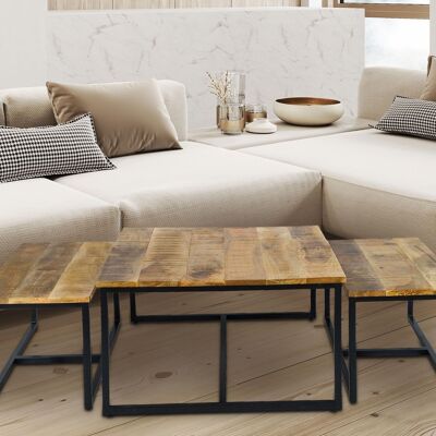 Coffee table set of 3 side tables Ontario metal frame