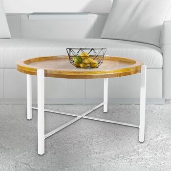 Table basse ø75cm table d'appoint table de salon ronde structure métal Sioux 1