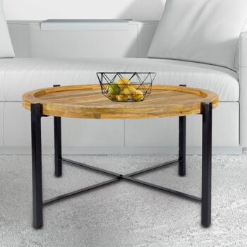 Table basse ø75cm table d'appoint table de salon ronde structure métal Sioux 10